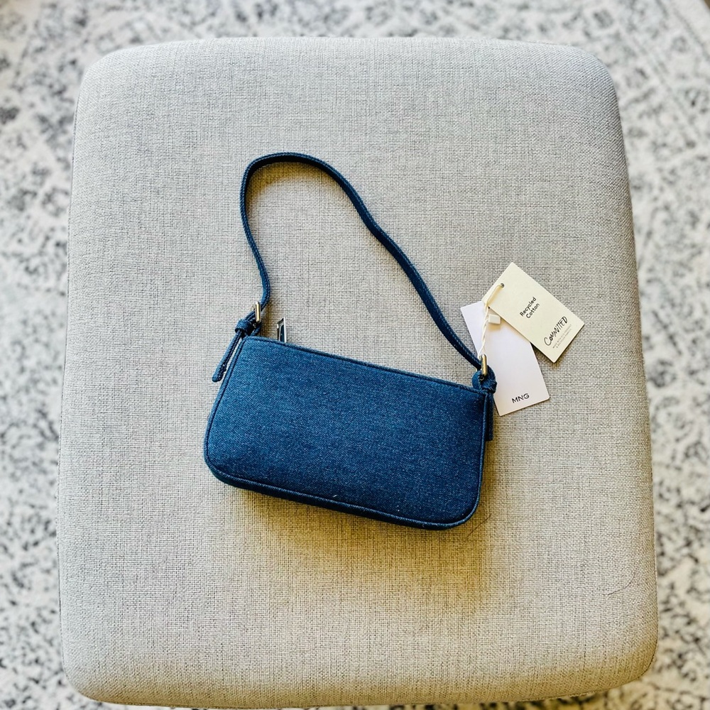 Mango Denim Baguette Bag